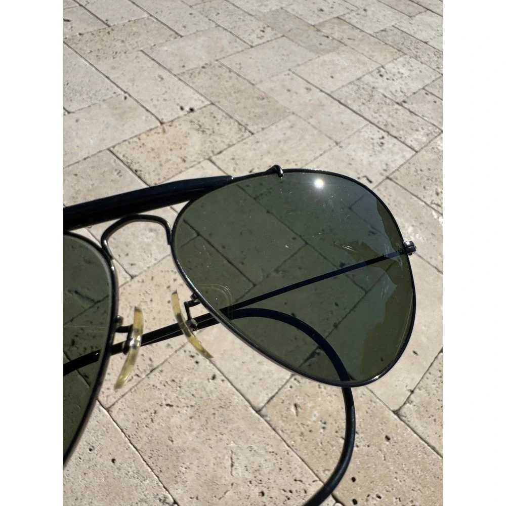 Ray-Ban Shooter Sunglasses Black Vintage B&L Aviator‎ G-15 Lens USA Made 1980's